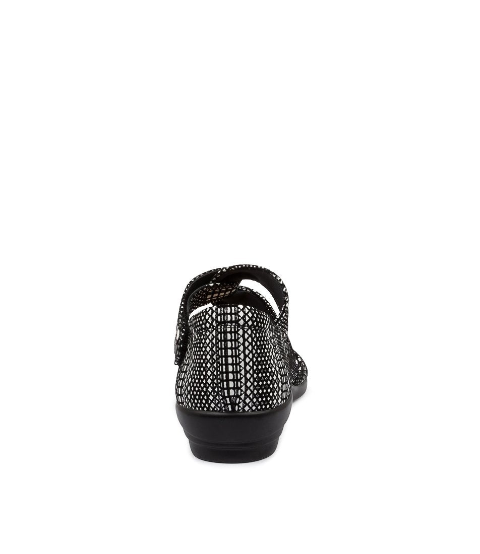 Women Ziera Doxie (Wide) Sandals Black White | Z-847239