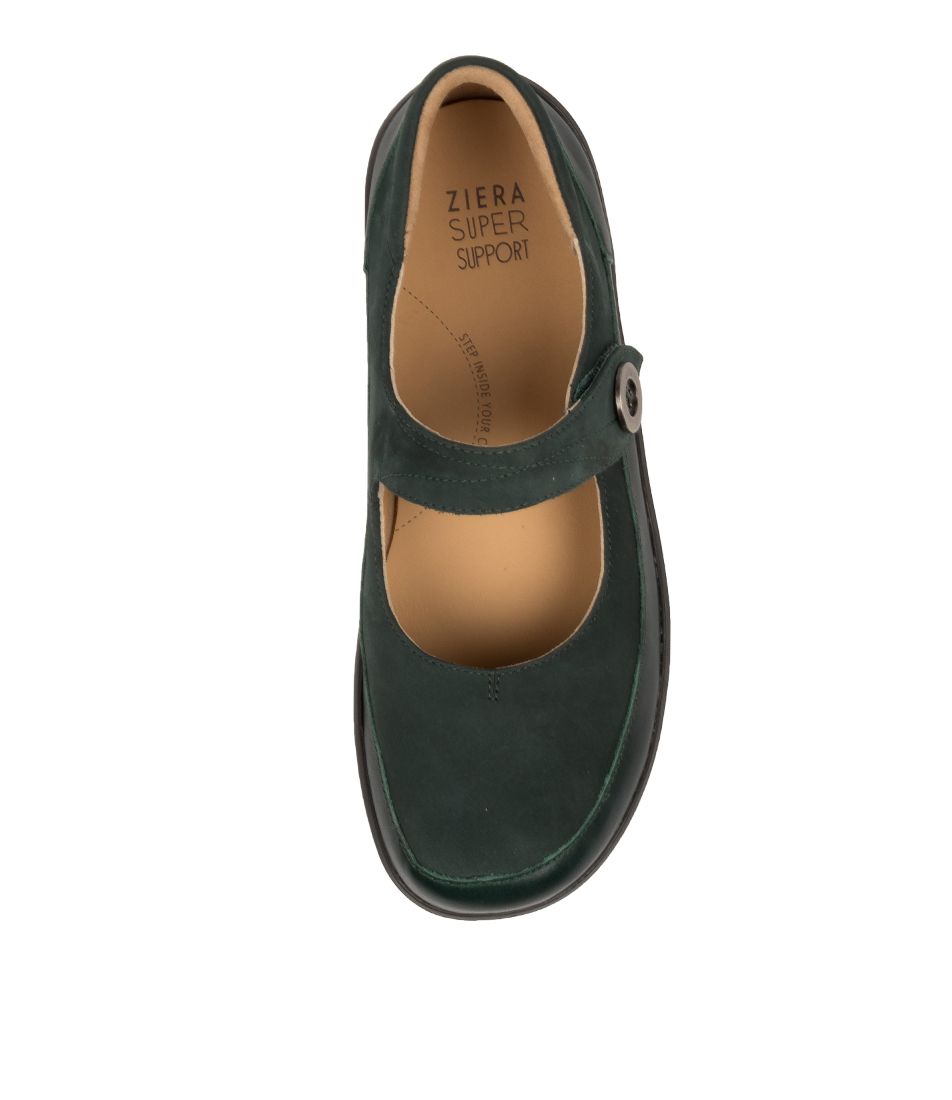 Women Ziera Gloria (Wide) Mary Janes Dark Green | Z-814295